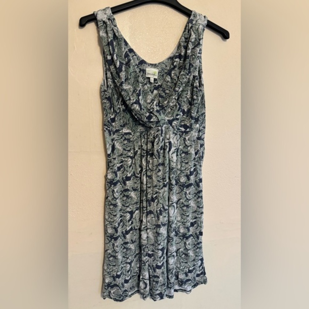 Porridge Maxi Dress‎ women's size Large floral Green Blue Shoulder straps Rayon